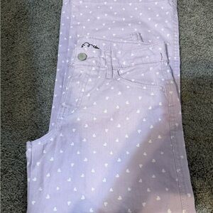 Art Class Pastel Purple Pants with White Heart Design